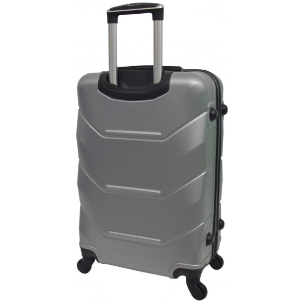 Валіза комплект пластиковий 2 штуки середня, велика срібний -
                                                        Фото 4