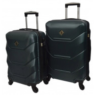 Валіза комплект пластиковий 2 штуки середня, велика смарагдовий