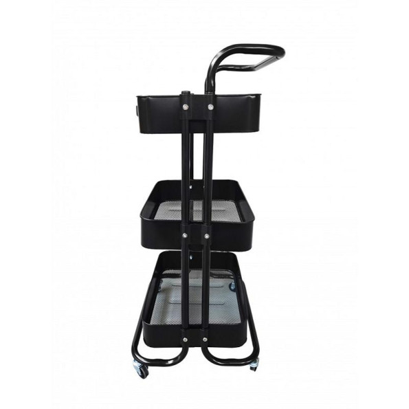 Стелаж етажерка металевий з 3 металевими полицями на колесах чорний -
                                                        Фото 4