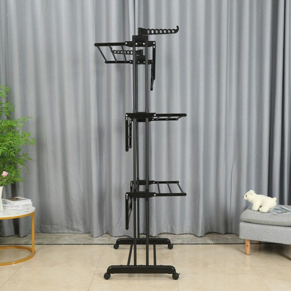 Багатоярусна розкладна сушарка органайзер для одягу 170 см чорна -
                                                        Фото 3