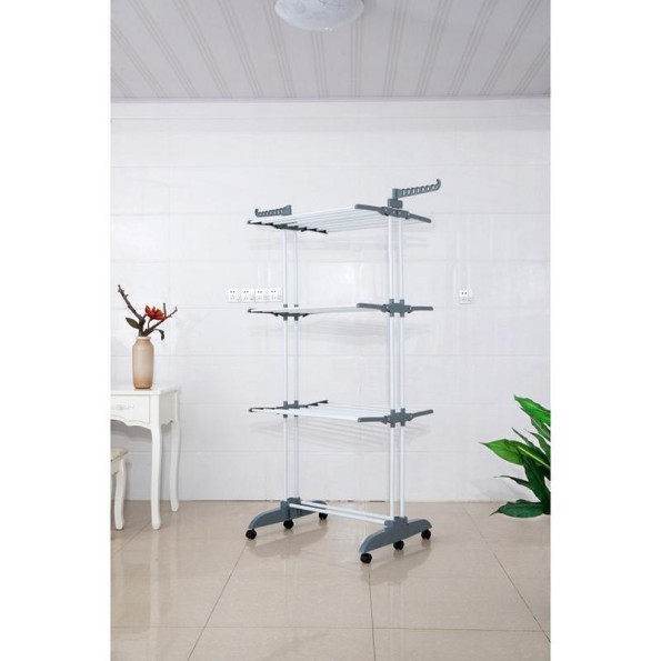 Багатоярусна розкладна сушарка органайзер для одягу 178 см сіра -
                                                        Фото 4