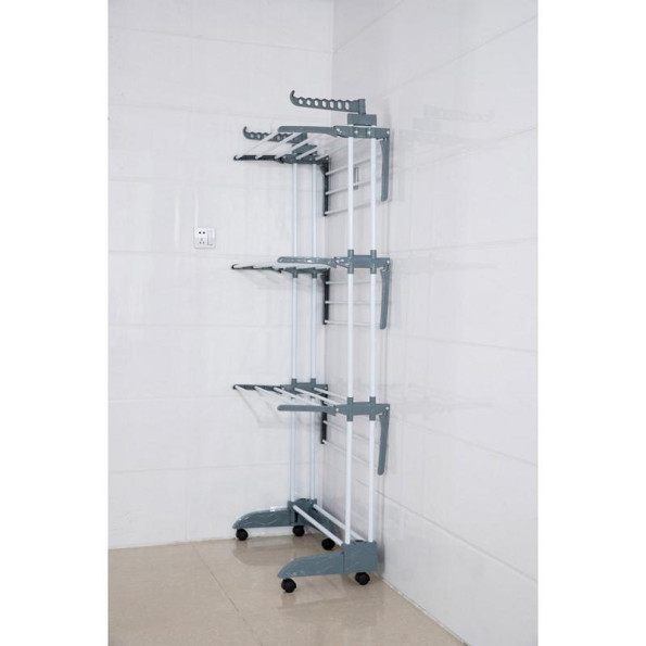 Багатоярусна розкладна сушарка органайзер для одягу 178 см сіра -
                                                        Фото 5