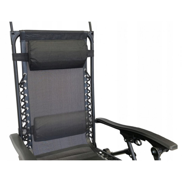 Шезлонг лежак 160 см черный с козырьком -
                                                        Фото 4