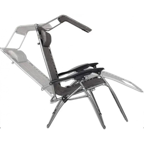 Шезлонг лежак 160 см сірий з дашком -
                                                        Фото 3