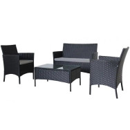 Набор садовой мебели 4-местной черно-серый