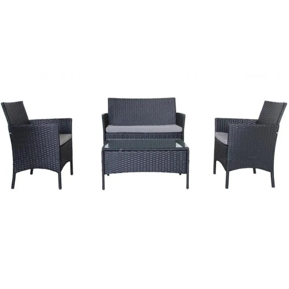 Набір садових меблів 4-місний чорно-сірий -
                                                        Фото 2