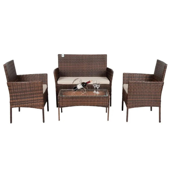 Набір садових меблів 4-місний коричневий -
                                                        Фото 2