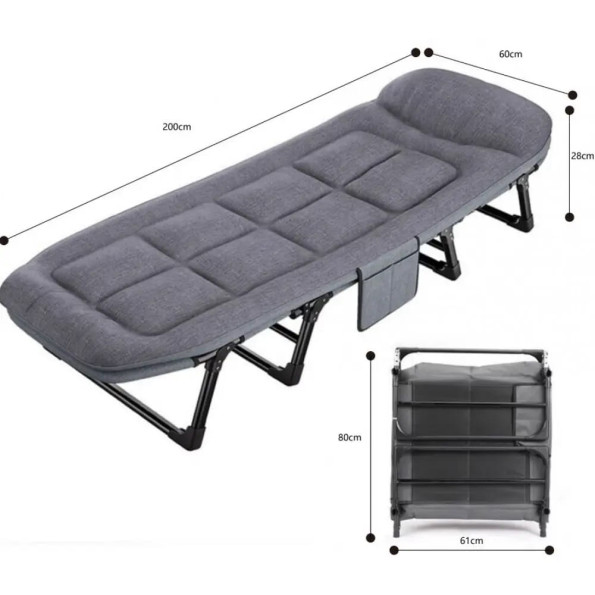 Шезлонг-ліжко розкладний темно-сірий -
                                                        Фото 3