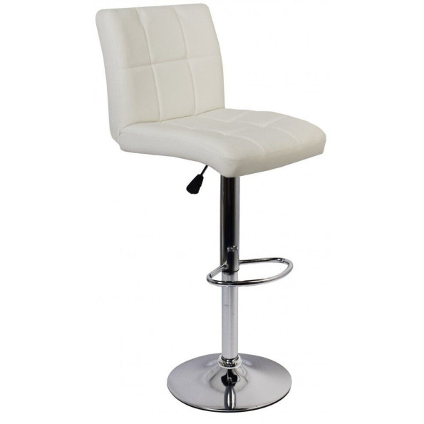 Барний стілець зі спинкою білий з підставкою для ніг