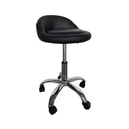 Кресло табурет на колесах со спинкой круглое черное