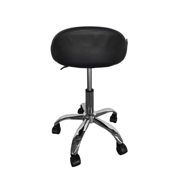 Кресло табурет на колесах со спинкой круглое черное -
                                                        Фото 4