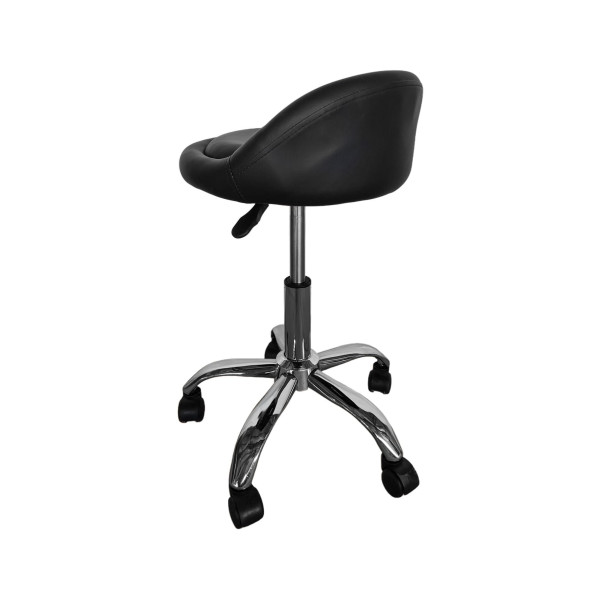 Кресло табурет на колесах со спинкой круглое черное -
                                                        Фото 5