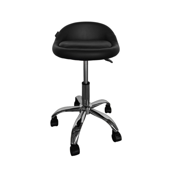 Кресло табурет на колесах со спинкой круглое черное -
                                                        Фото 8