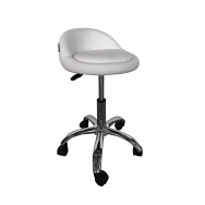 Кресло табурет на колесах со спинкой круглое белое