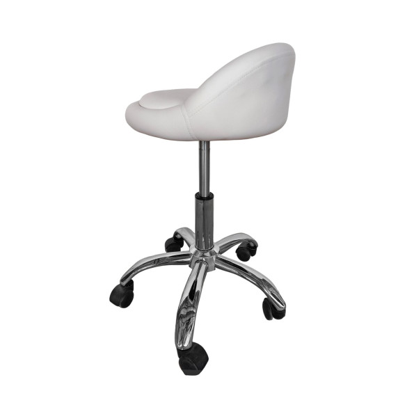 Кресло табурет на колесах со спинкой круглое белое -
                                                        Фото 5