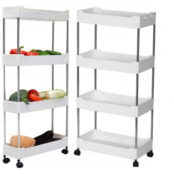 Полиця для кухні та ванної на колесах біла -
                                                        Фото 6