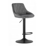 Барний стілець зі спинкою сірий з чорною основою велюр
