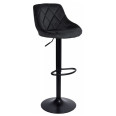 Барный стул со спинкой черный с черным основанием и подставкой для ног