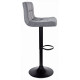 Барний стілець зі спинкою сірий велюр із чорною основою -
                                                        Фото 3