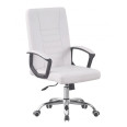 Кресло офисное на колесах белое экокожа 