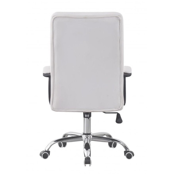 Кресло офисное на колесах белое экокожа  -
                                                        Фото 3