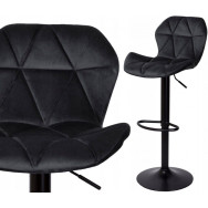 Барный стул со спинкой черный велюр с черным основанием