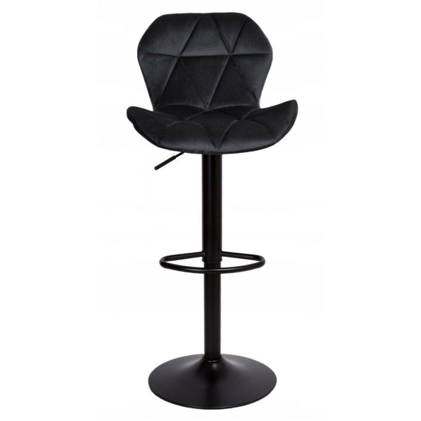 Барный стул со спинкой черный велюр с черным основанием -
                                                        Фото 6
