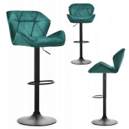 Барный стул со спинкой зеленый с черным основанием