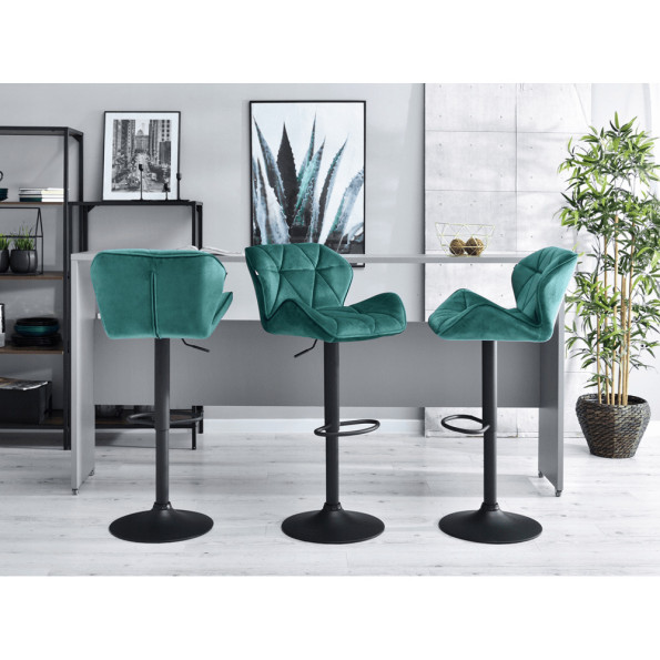 Барный стул со спинкой зеленый с черным основанием -
                                                        Фото 8