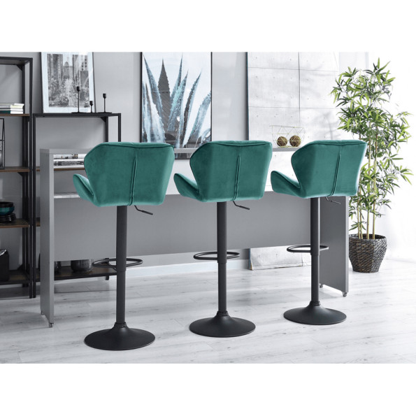 Барный стул со спинкой зеленый с черным основанием -
                                                        Фото 9