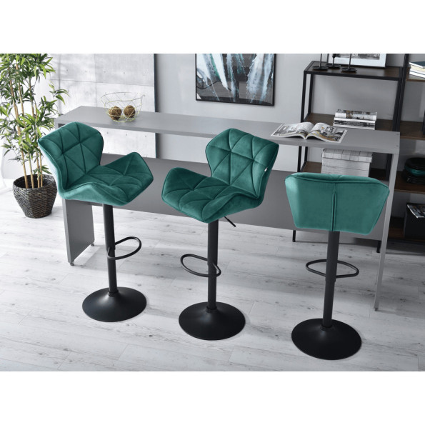 Барный стул со спинкой зеленый с черным основанием -
                                                        Фото 10