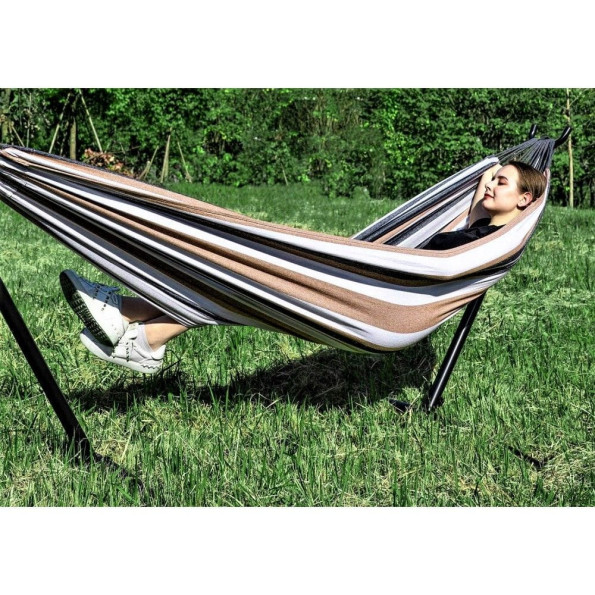 Гамак двомісний із підставкою різнобарвний із сумкою -
                                                        Фото 7