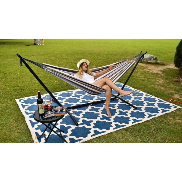 Гамак двомісний із підставкою різнобарвний із сумкою -
                                                        Фото 8