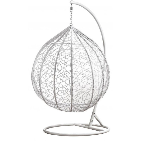 Подвесное кресло-качалка серо-белое -
                                                        Фото 6