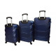 Набор пластиковых чемоданов 3 штуки темно-синий на колесах -
                                                        Фото 2