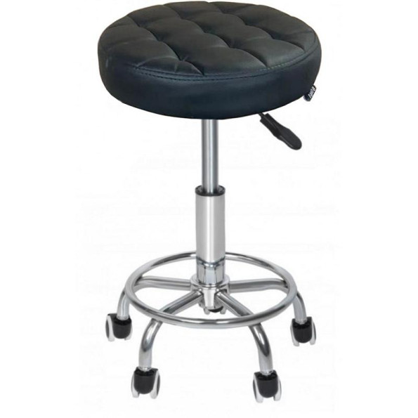 Кресло табурет на колесах без спинки круглое черное -
                                                        Фото 2