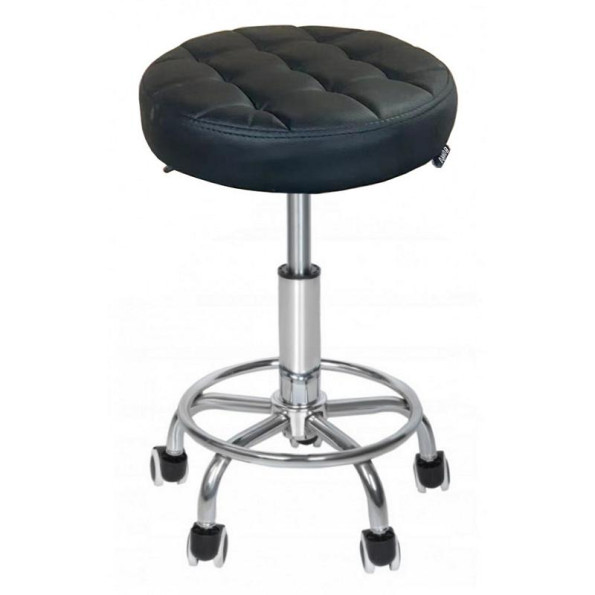 Кресло табурет на колесах без спинки круглое черное -
                                                        Фото 3