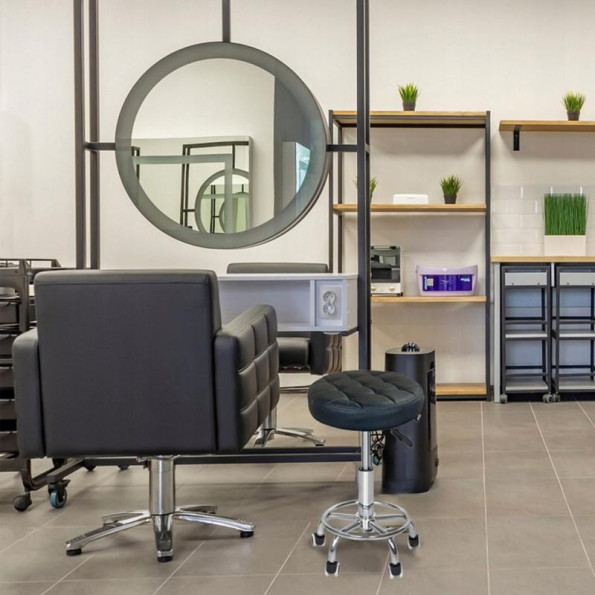 Кресло табурет на колесах без спинки круглое черное -
                                                        Фото 10