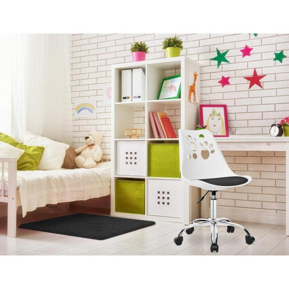 Кресло офисное, компьютерное белое с черным сиденьем -
                                                        Фото 8