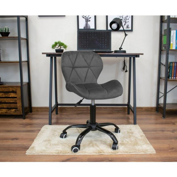 Кресло на колесах велюр серое черное основание -
                                                        Фото 7