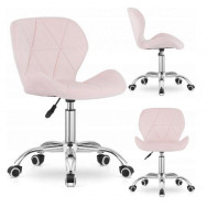 Кресло на колесах велюр розовое