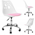 Кресло офисное, компьютерное белое с розовым сиденьем