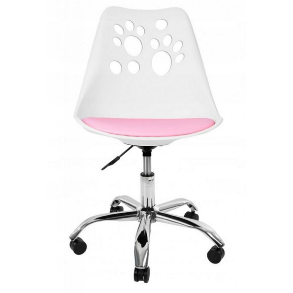 Кресло офисное, компьютерное белое с розовым сиденьем -
                                                        Фото 7