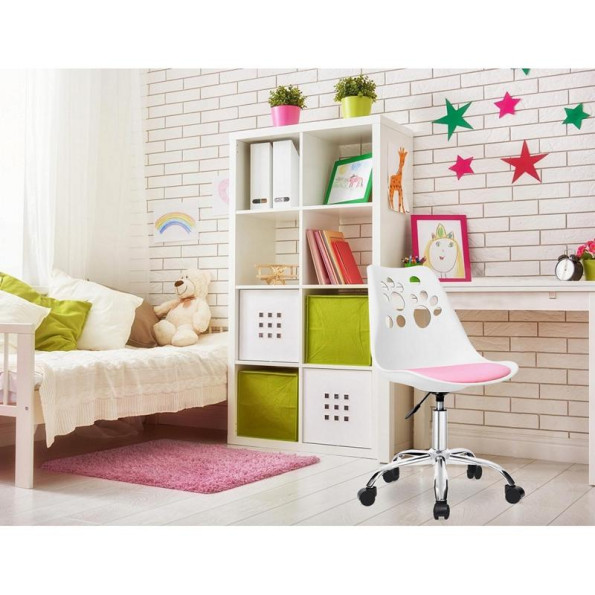 Кресло офисное, компьютерное белое с розовым сиденьем -
                                                        Фото 8