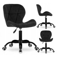 Кресло на колесах велюр черное черное основание