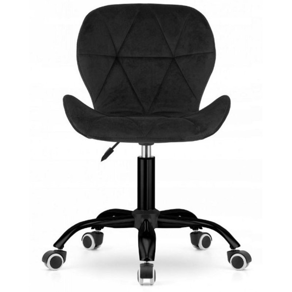 Кресло на колесах велюр черное черное основание -
                                                        Фото 3