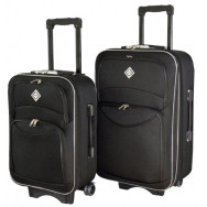 Набір тканинних валіз 2 шт середня і велика на колесах чорний