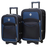 Набір тканинних валіз 2 шт середня і велика на колесах чорно-т.синій