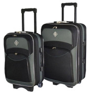 Набір тканинних валіз 2 шт середня і велика на колесах чорно-сірий