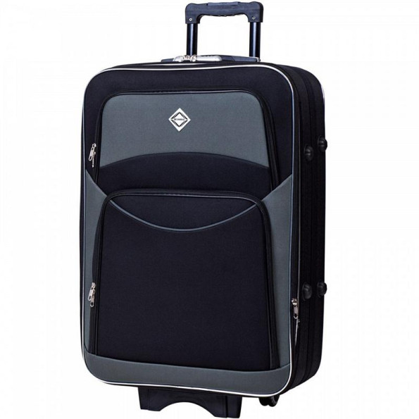 Набір тканинних валіз 2 шт середня і велика на колесах чорно-сірий -
                                                        Фото 2